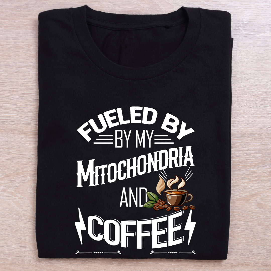 folded black coffee lovers and gym t shirt mitochondria and coffee