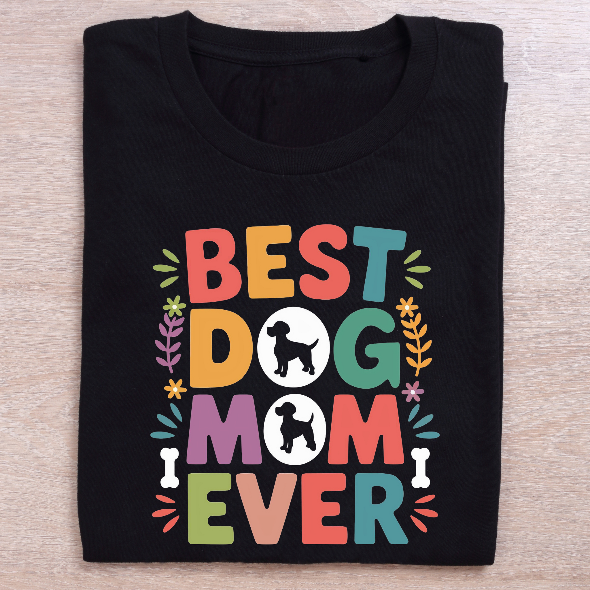 folded black dog lovers t shirt best dog mom ever