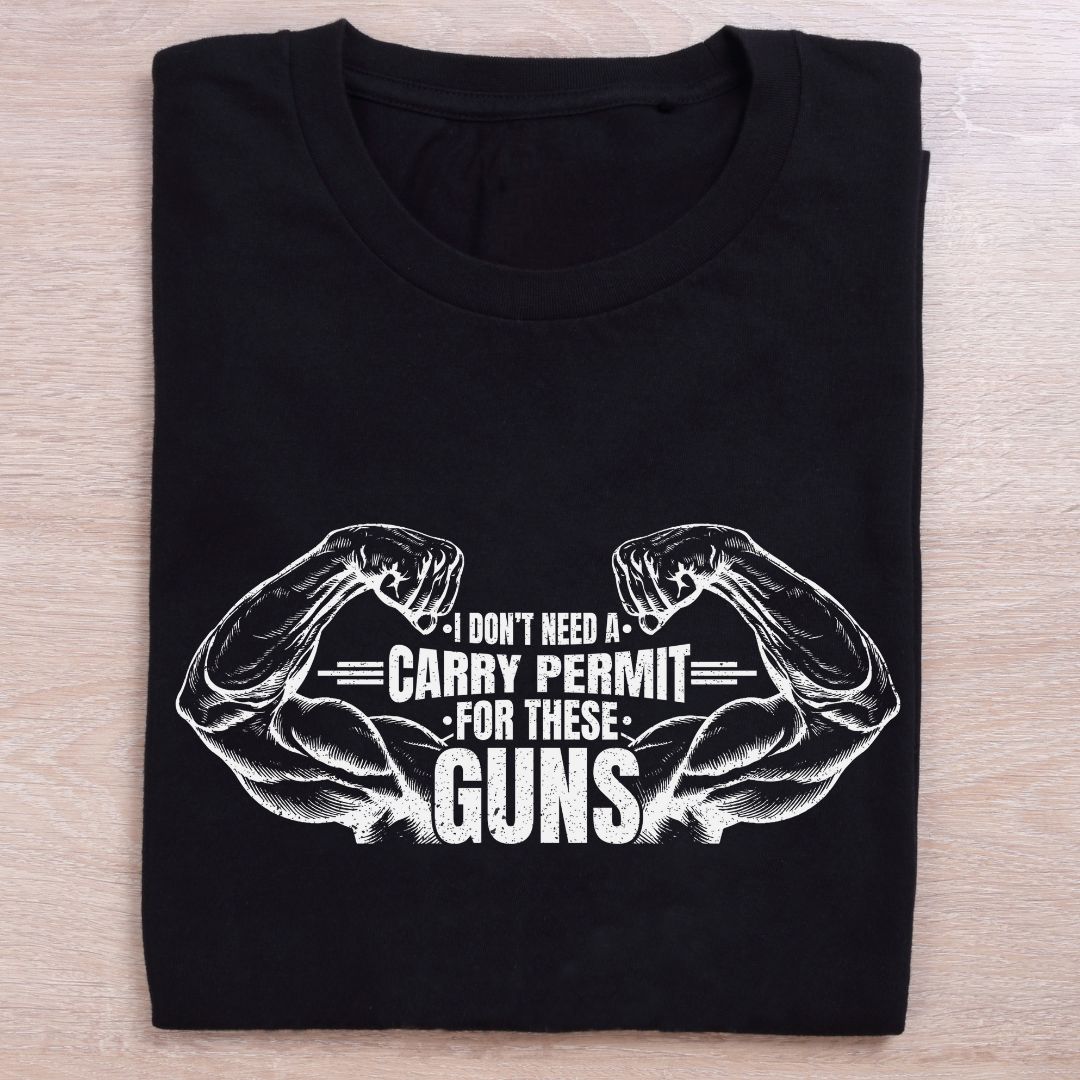 folded black gym t shirt no carry permit for these guns