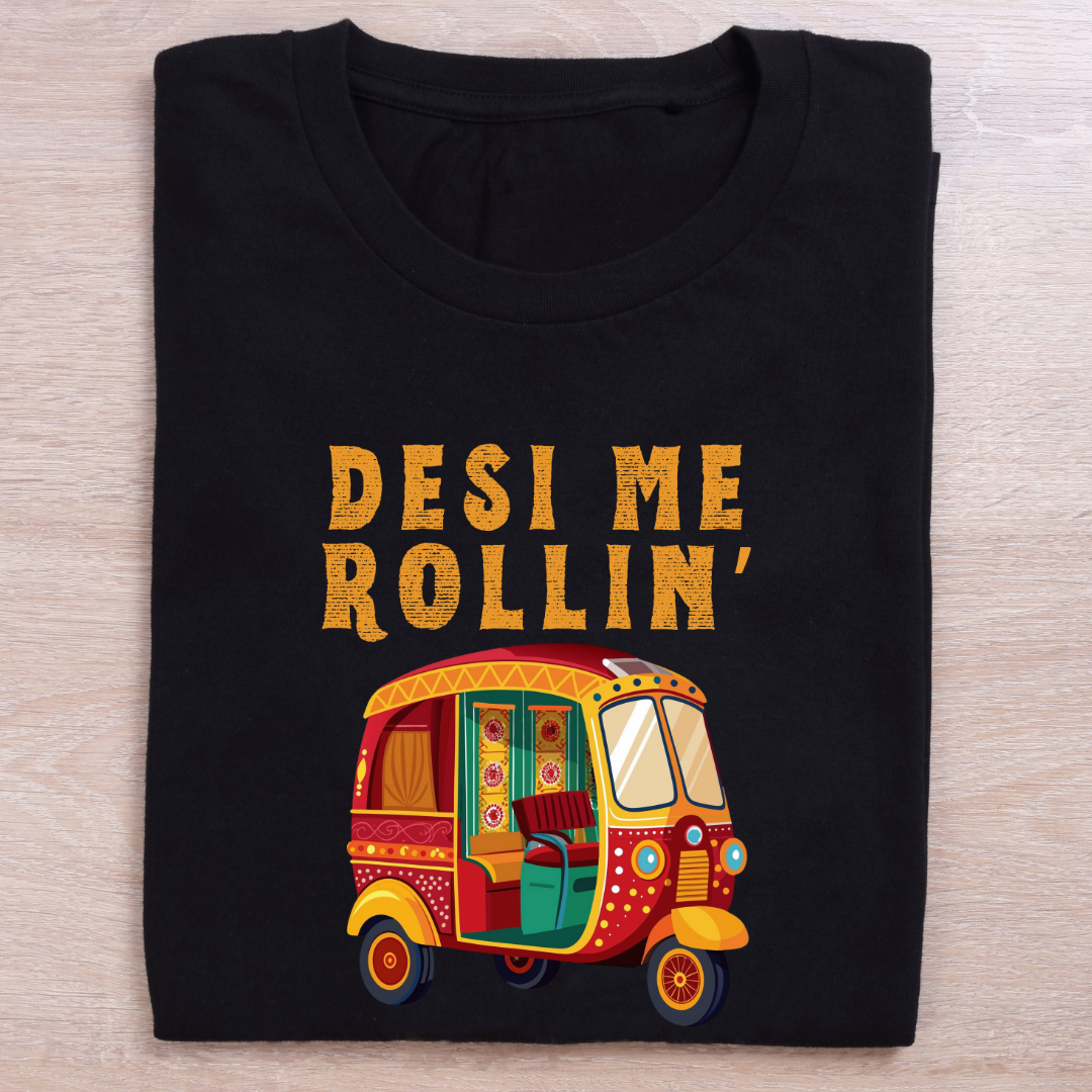 folded black quirky t shirt desi me