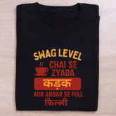 folded black quirky t shirt swag level