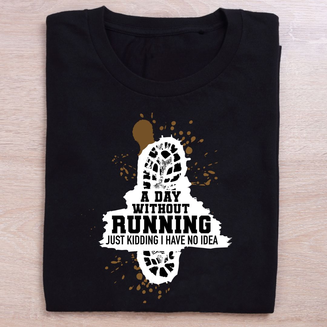 folded black running t shirt a day without