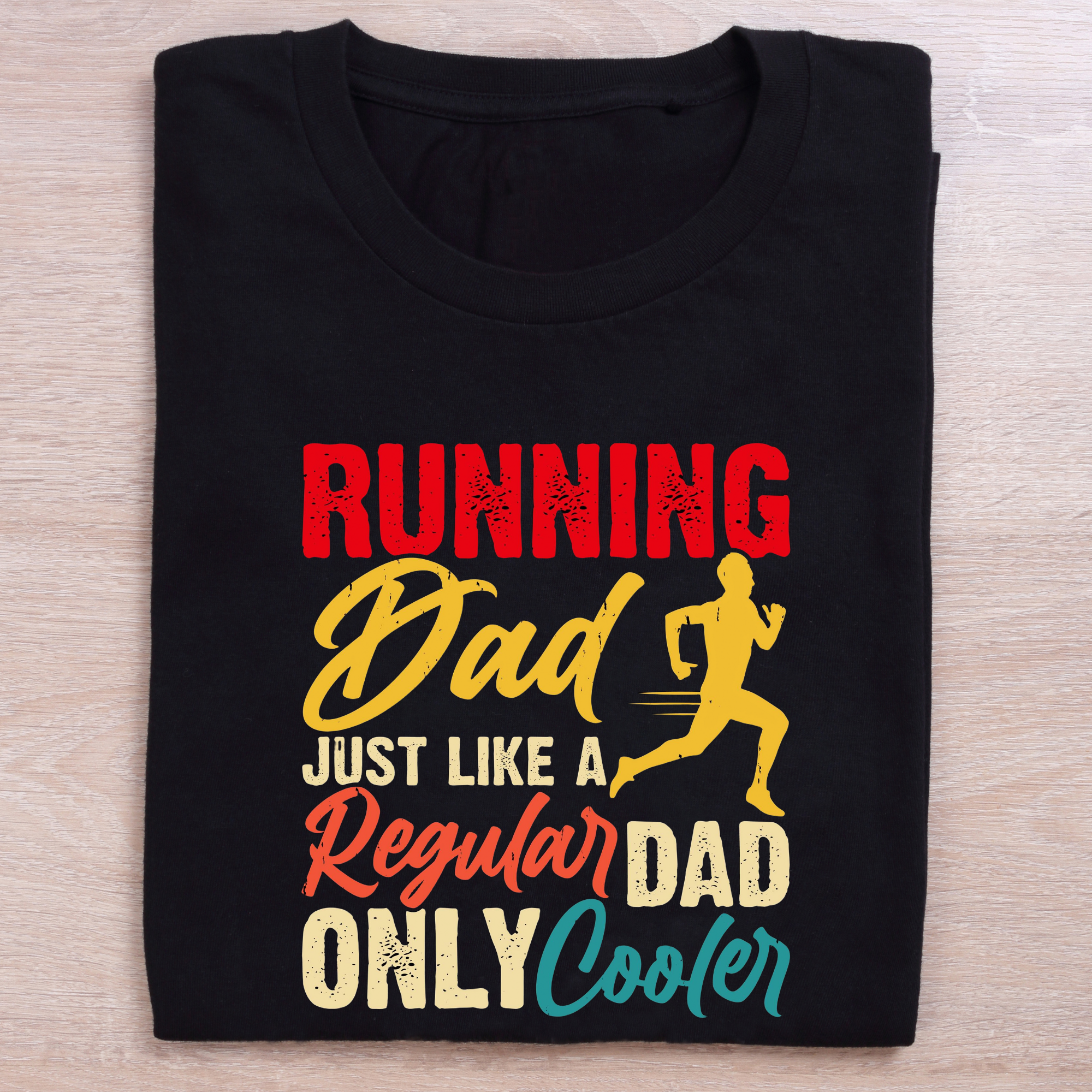 folded black running t shirt cooler dad
