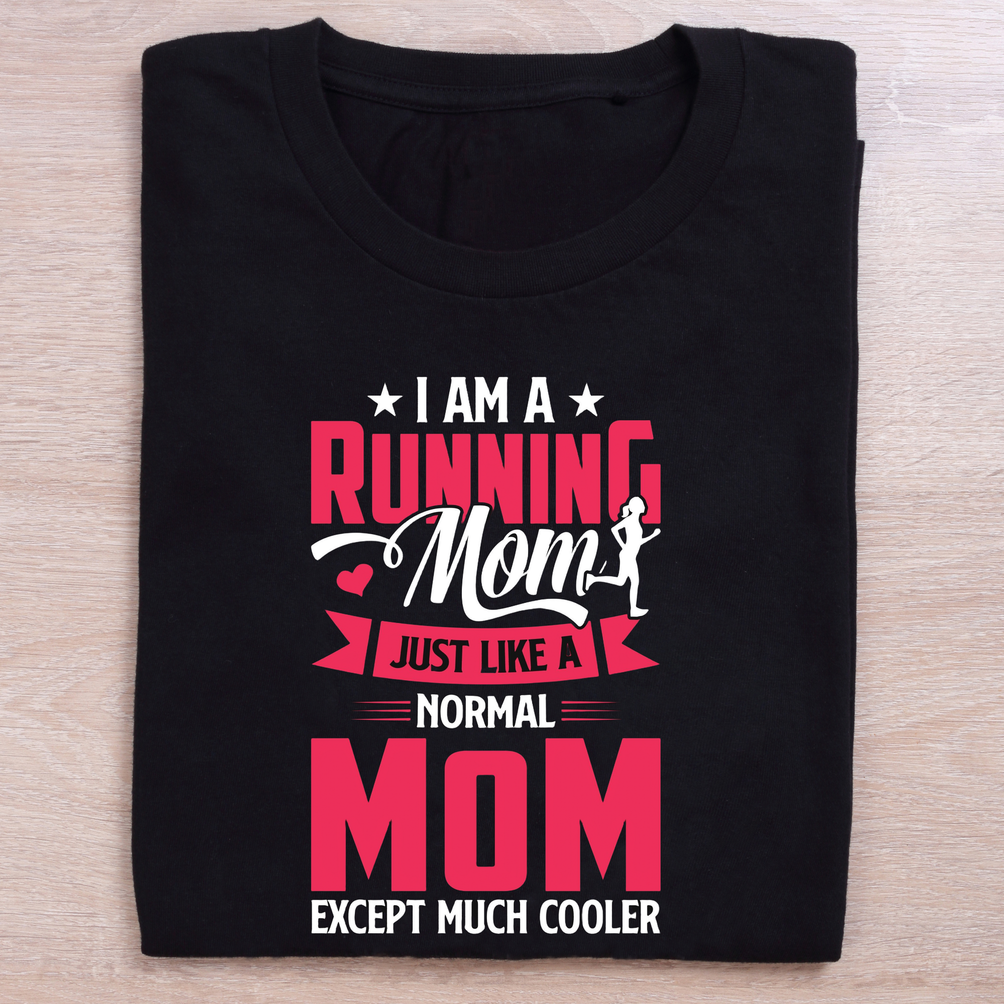 folded black running t shirt cooler mom