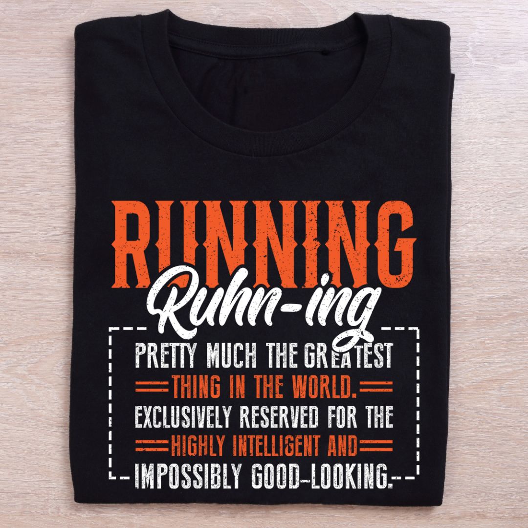 folded black running t shirt greatest thing