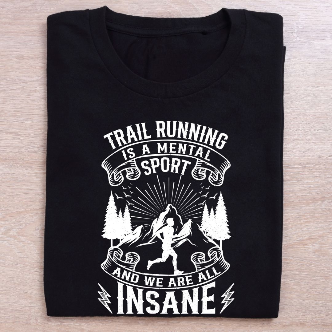 folded black running t shirt trail mental sport