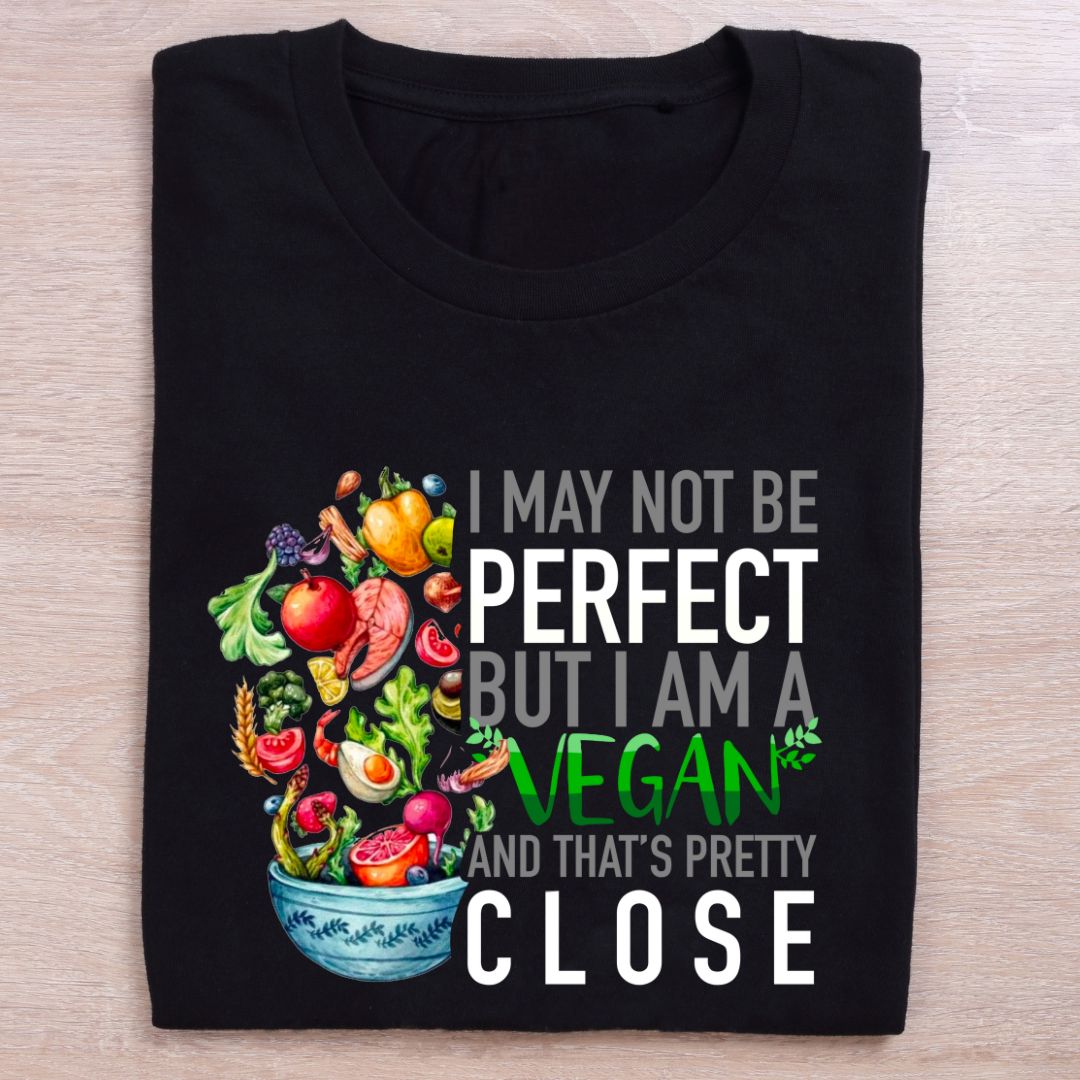 folded black vegan t shirt not perfect