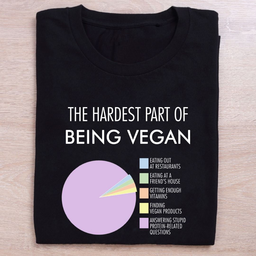 folded black vegan t shirt the hardest part