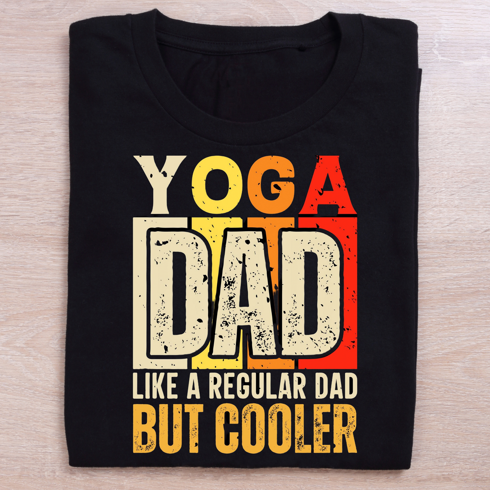 folded black yoga t shirt cooler dad