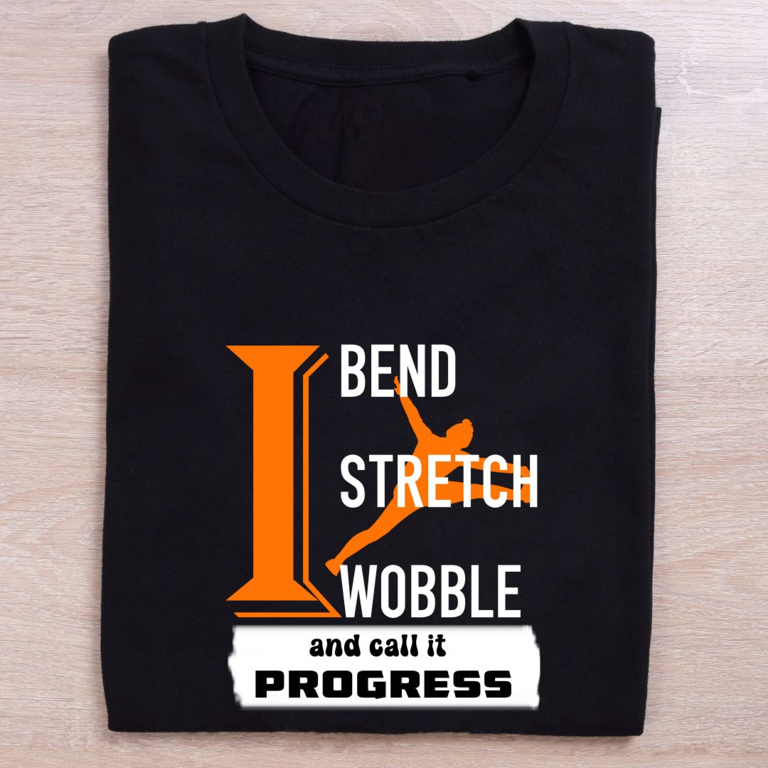 folded black yoga t shirt i bend stretch wobble