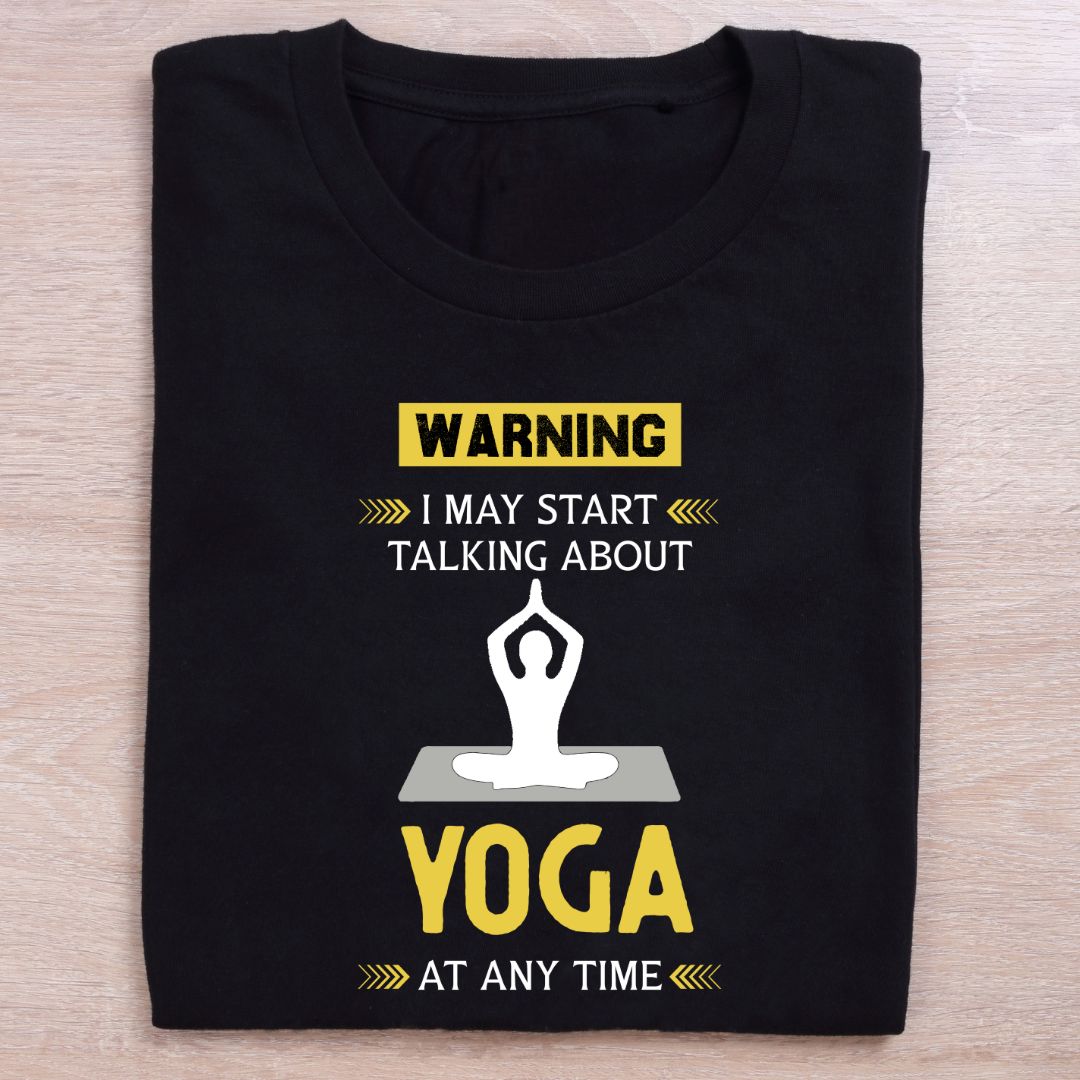 folded black yoga t shirt i may start talking