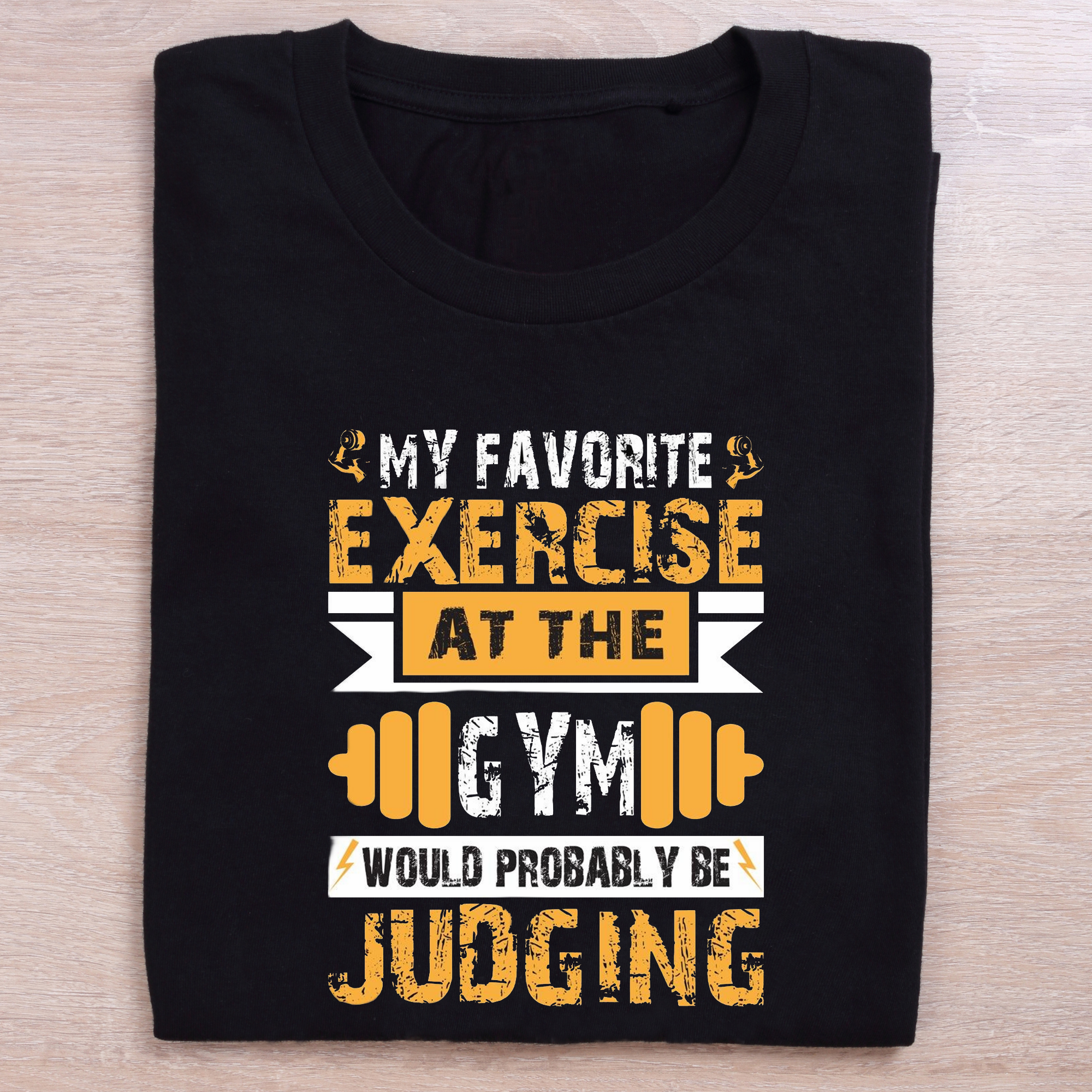 folding black gym t shirt favorite exercise