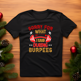 open lay black gym t shirt during burpees