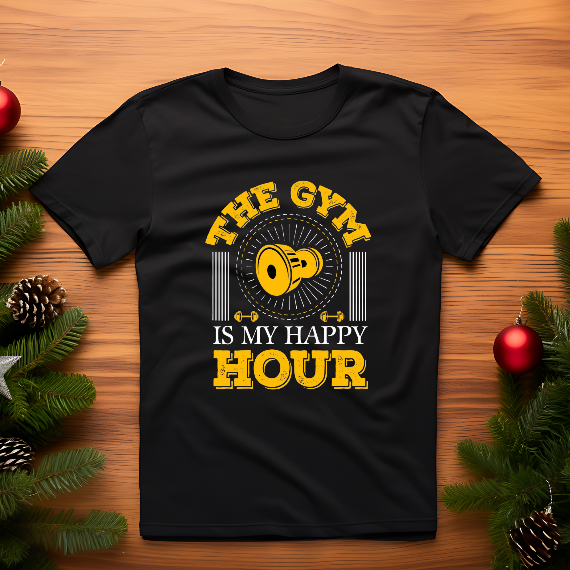 open lay black gym t shirt the gym is my happy hour