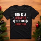 open lay black gym t shirt there is no finish line