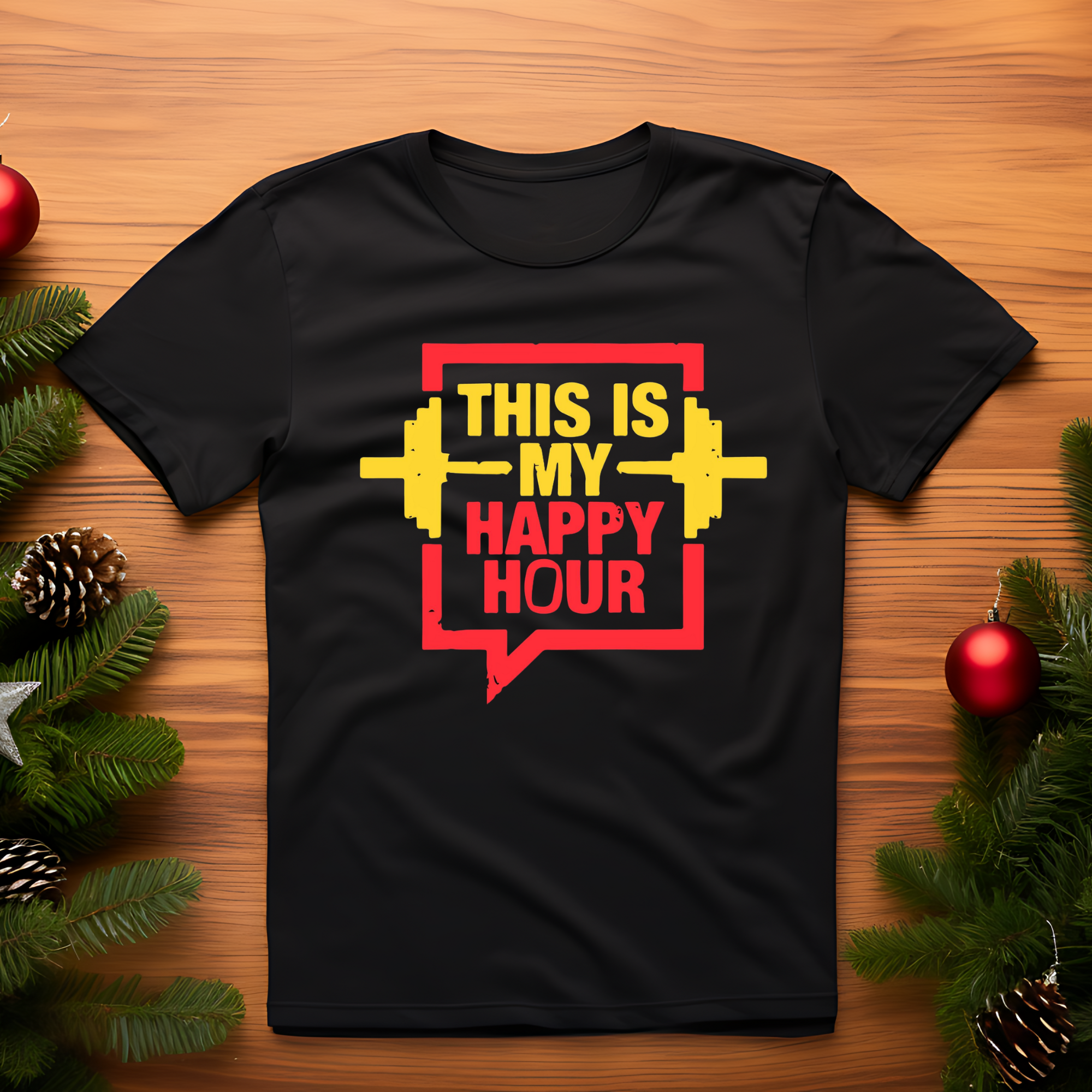 open lay black gym t shirt this is my happy hour