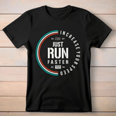 open lay black running t shirt faster