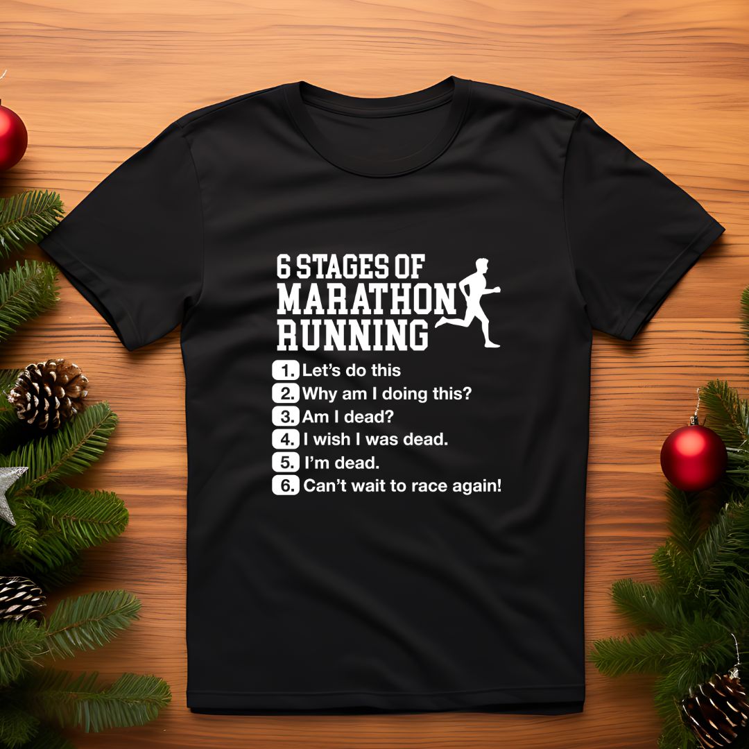 open lay black running t shirt marathon stages