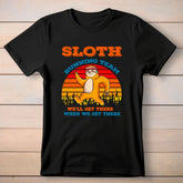 open lay black running t shirt sloth