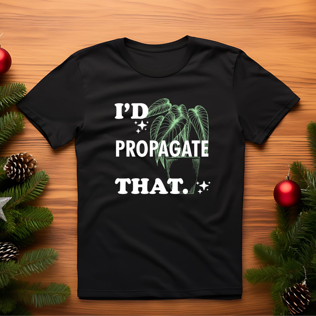 open lay black vegan t shirt propogate that