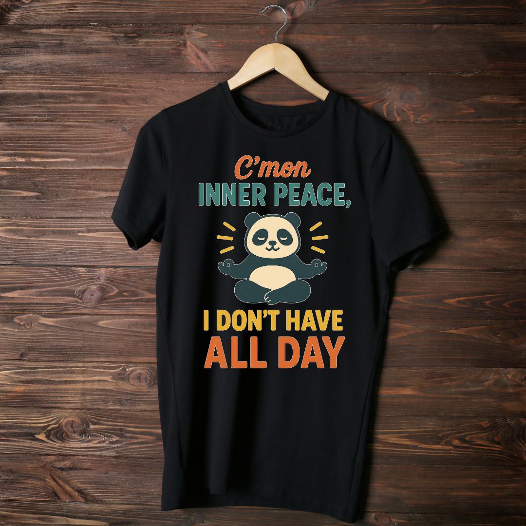 open lay black yoga t shirt inner peace