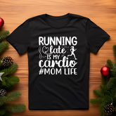 open lay black running t shirt mom life
