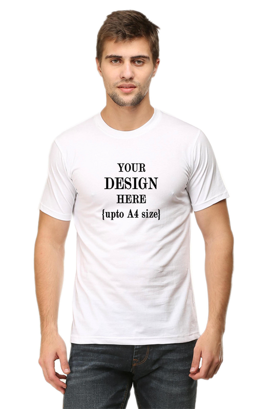 White Cotton T Shirt (Round Neck) with Customised Print