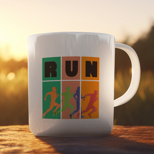 White Coffee Mug with motivational theme for Runners