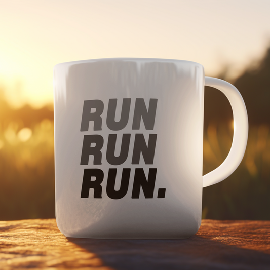 White Coffee Mug with motivational theme for Runners