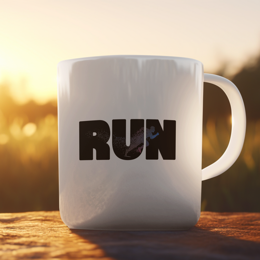 White Coffee Mug with motivational theme for Runners