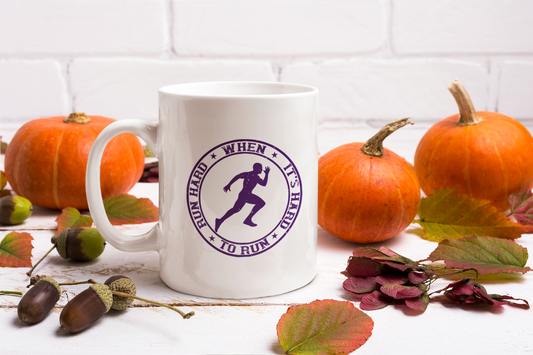 White Coffee Mug with motivational theme for Runners