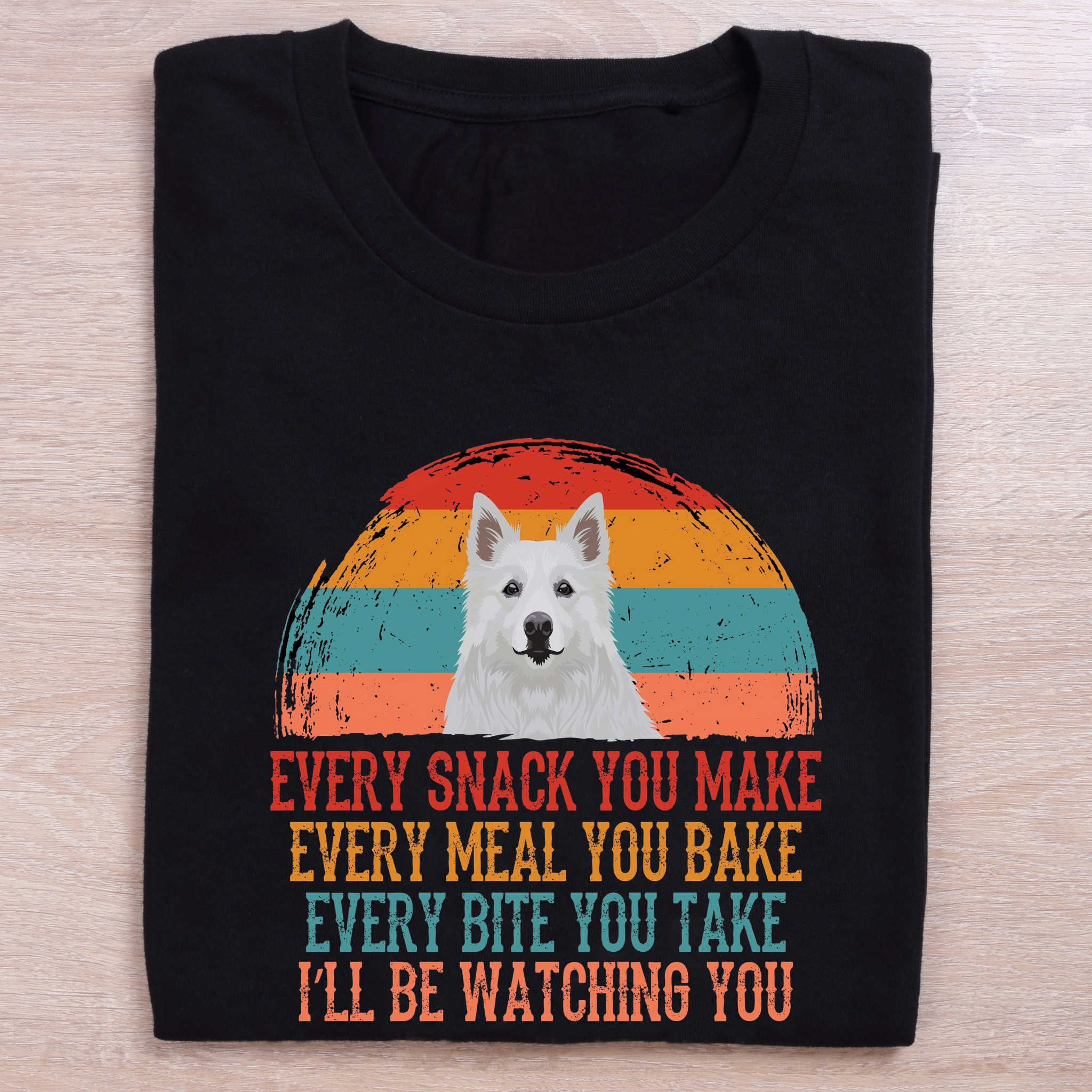 folded black dog lovers t shirt i will be watching you