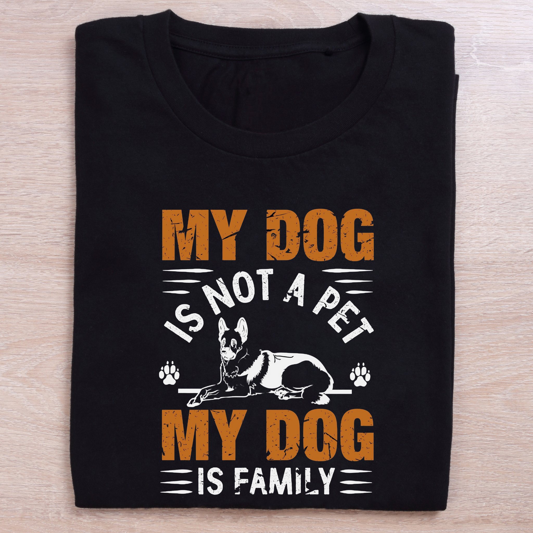folded black dog lovers t shirt my dog is family