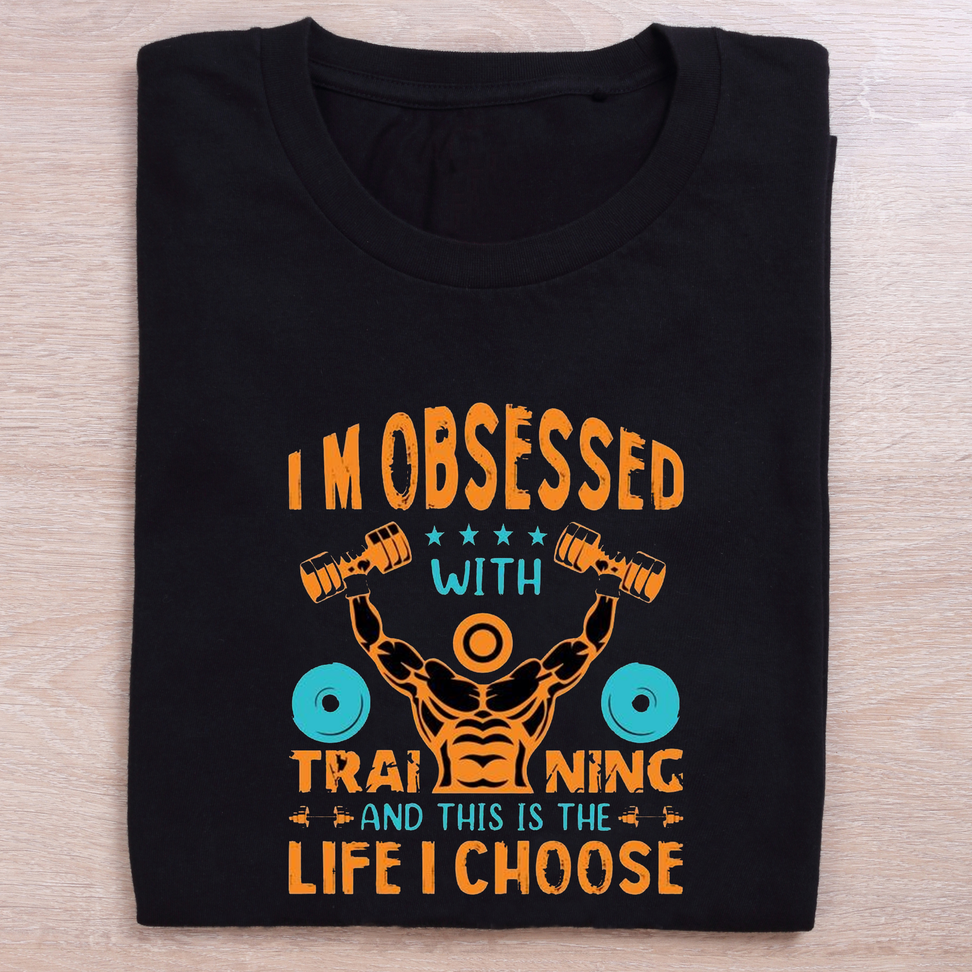 folding black gym t shirt obsessed with training