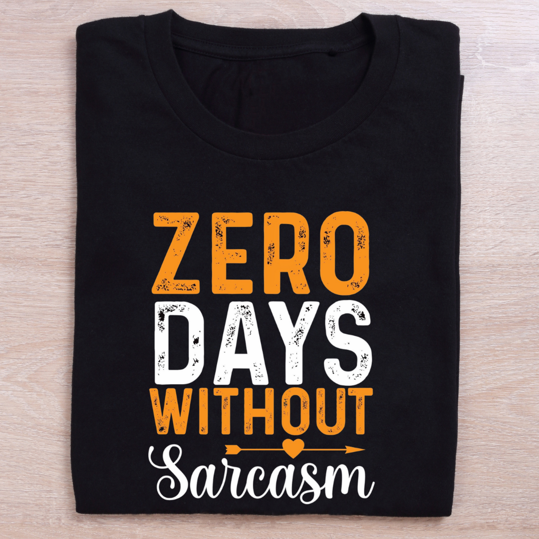 folded black quirky t shirt never without sarcasm