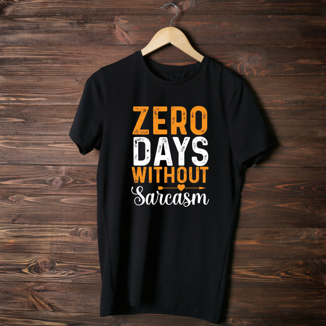 open lay black quirky t shirt never without sarcasm