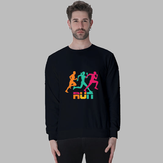 Premium 100% Cotton Bio-Washed Black Sweatshirt - 300 GSM - Theme for Runners