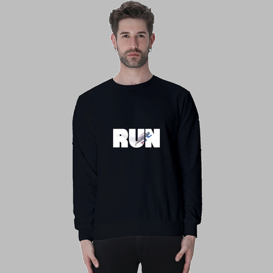 Premium 100% Cotton Bio-Washed Black Sweatshirt - 300 GSM - Theme for Runners