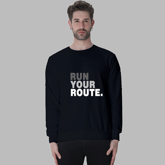 Premium 100% Cotton Bio-Washed Black Sweatshirt - 300 GSM - Theme for Runners