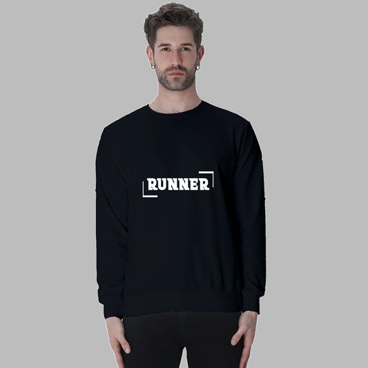 Premium 100% Cotton Bio-Washed Black Sweatshirt - 300 GSM - Theme for Runners