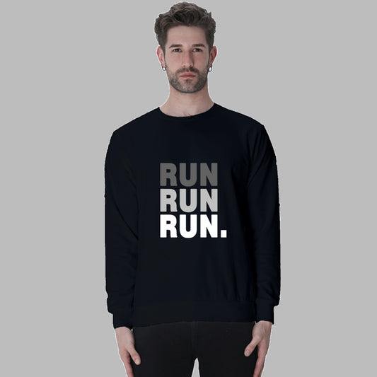 Premium 100% Cotton Bio-Washed Black Sweatshirt - 300 GSM - Theme for Runners