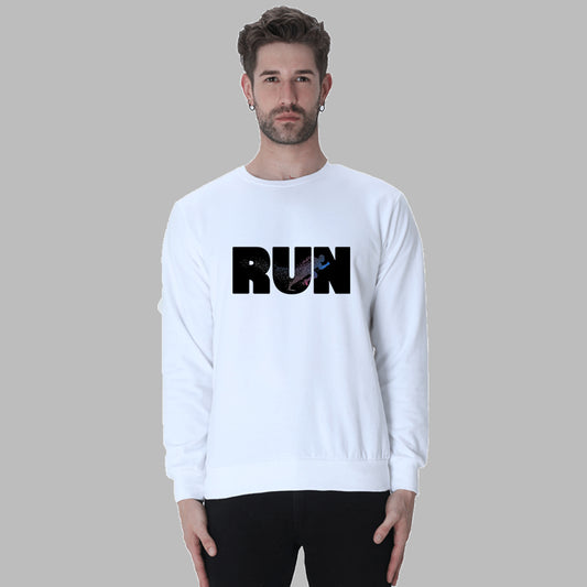 Premium 100% Cotton Bio-Washed White Sweatshirt - 300 GSM - Theme for Runners