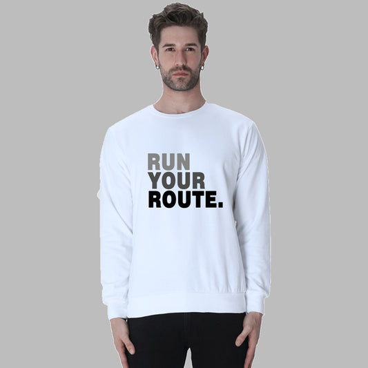 Premium 100% Cotton Bio-Washed White Sweatshirt - 300 GSM - Theme for Runners