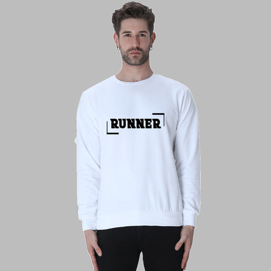 Premium 100% Cotton Bio-Washed White Sweatshirt - 300 GSM - Theme for Runners