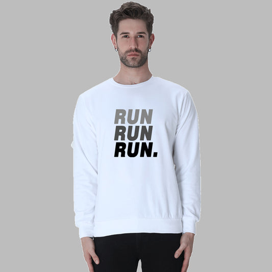 Premium 100% Cotton Bio-Washed White Sweatshirt - 300 GSM - Theme for Runners