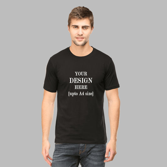 Black Cotton T Shirt (Round Neck) with Customised Print