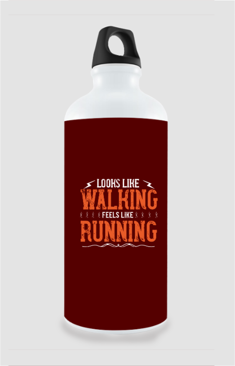 750ml Stylish Aluminum Sipper Bottle with Running Motivation Quote Design