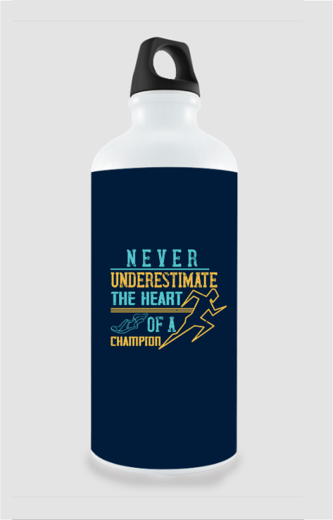 750ml Stylish Aluminum Sipper Bottle with Running Motivation Quote Design