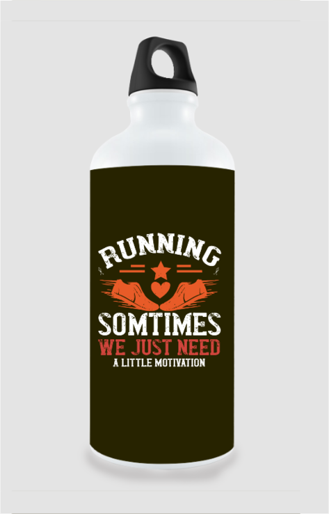 750ml Stylish Aluminum Sipper Bottle with Running Motivation Quote Design