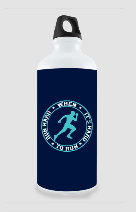 750ml Stylish Aluminum Sipper Bottle with Running Motivation Quote Design